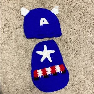 Newborn CAPTAIN AMERICA crochet cover & hat